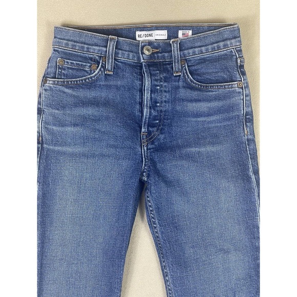 RE/DONE 'Mid 70s' Blue Denim 90s High Rise Ankle Crop Jeans Womens 25 - Picture 2 of 13